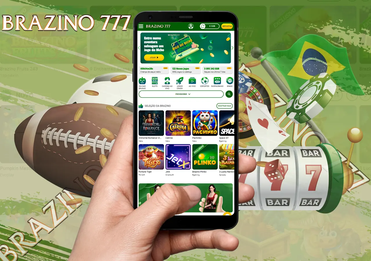 Apostas esportivas e jogos de cassino no App Brazino777